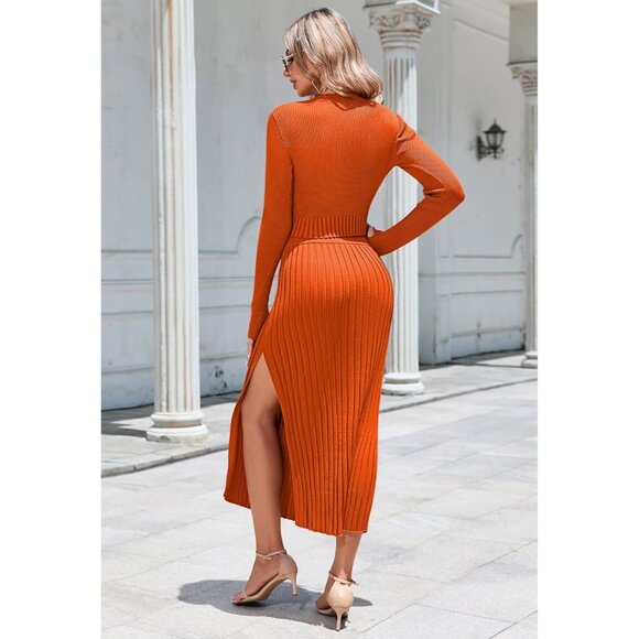 Women Winter Knit Sweater Crop Top & Pleated Bodycon Skirt Set - Picture 7 of 7
